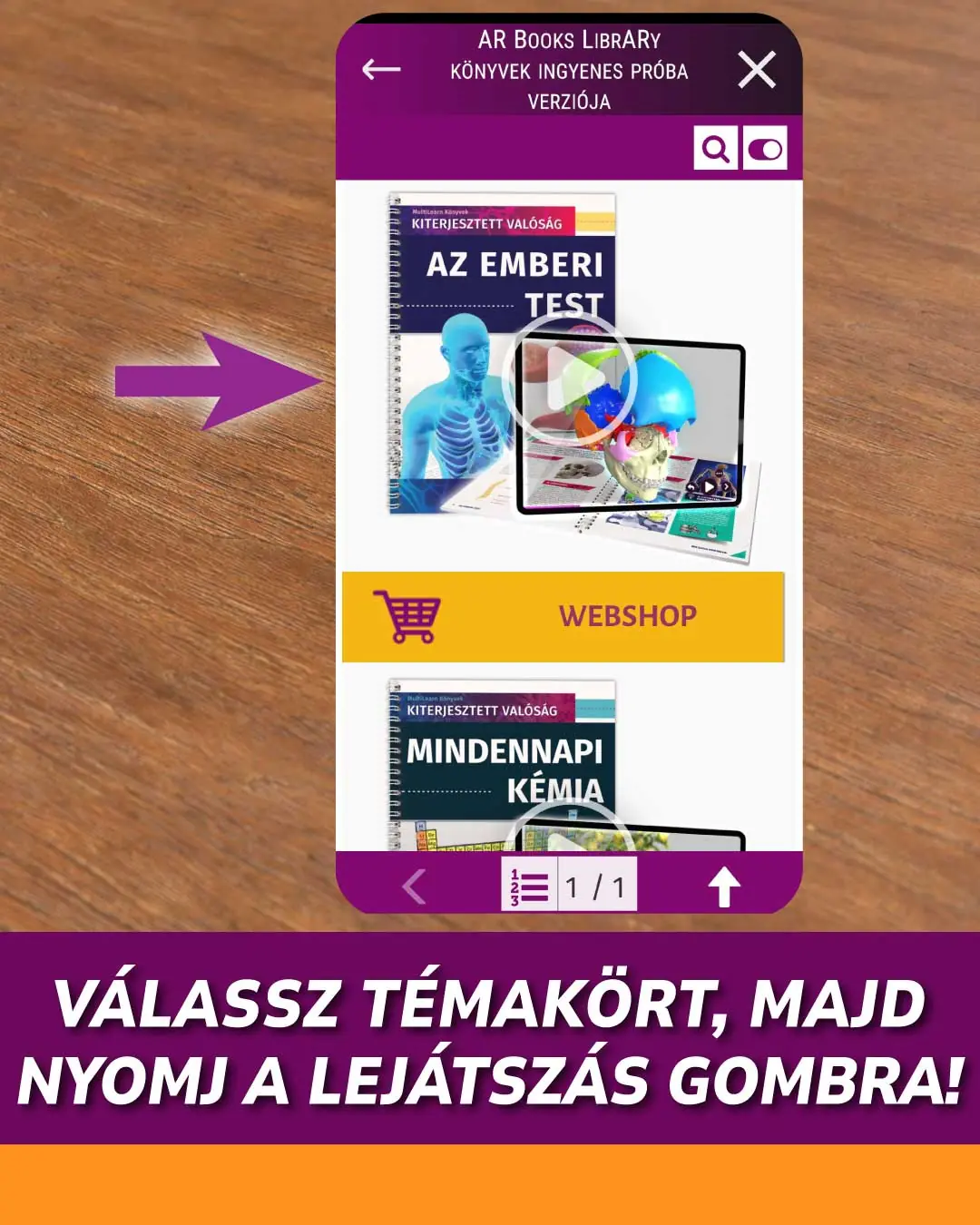 Válassz témakört, majd nyomd meg a lejátszás gombot!
