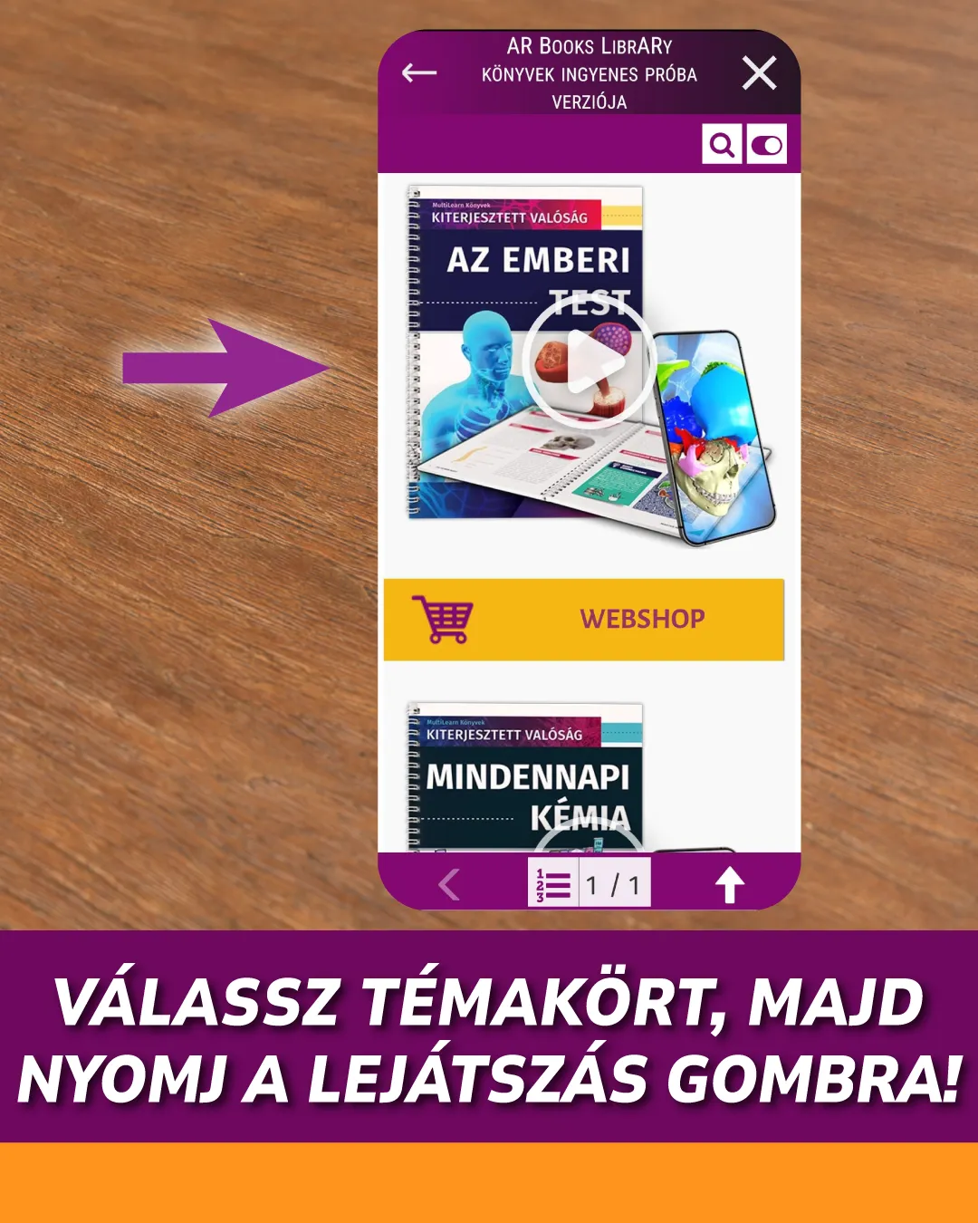 Válassz témakört, majd nyomd meg a lejátszás gombot!